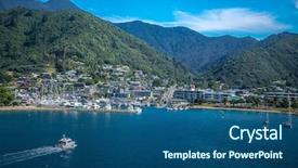  Presentation with north and south korean flags - Colorful PPT theme enhanced with ferry cook bay new zealand backdrop and a ocean colored foreground