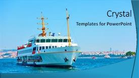  Presentation with istanbul bosphorus bridge turkey - Cool new PPT theme with ferry in bosporus istanbul turkey backdrop and a light blue colored foreground