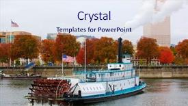  Presentation with boat river - Amazing slides having ferry or steam boat backdrop and a sky blue colored foreground