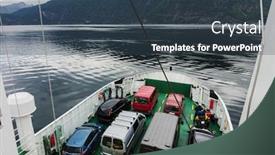  Presentation with cars - Amazing slides having ferry-that-transports-cars-fjord backdrop and a tawny brown colored foreground