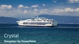  Presentation with island - Amazing presentation theme having ferryboat-start-from-lutra-edipsou backdrop and a ocean colored foreground