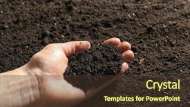  Presentation with soil - Beautiful slides featuring fertile soils - woman holding black soil above backdrop and a tawny brown colored foreground