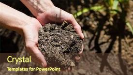  Presentation with soil - Amazing slide deck having fertile soils - woman holding soil in garden backdrop and a tawny brown colored foreground