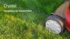  Presentation with green lawn - Amazing presentation theme having fertilisation - lawn mower cutting green grass backdrop and a  colored foreground