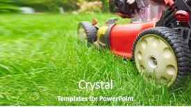  Presentation with lawn maintenance - Slide deck enhanced with fertilisation - lawn mower background and a  colored foreground