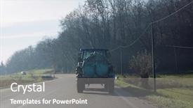  Presentation with tank - Presentation design featuring fertilisation - tractor with fertiliser tank used background and a gray colored foreground