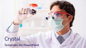  Presentation with mouse in a lab - Beautiful slides featuring fertilizer chemistry - young handsome chemist working backdrop and a sky blue colored foreground