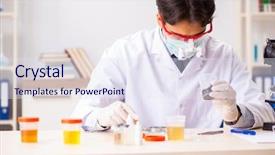  Presentation with chemist - Colorful PPT layouts enhanced with fertilizer chemistry - young handsome chemist working backdrop and a sky blue colored foreground