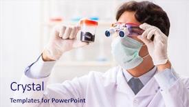  Presentation with chemist - Audience pleasing slides consisting of fertilizer chemistry - young handsome chemist working backdrop and a sky blue colored foreground