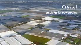  Presentation with fertilizer production - Amazing slide set having fertilizer production - greenhouse farming on the fields backdrop and a ocean colored foreground