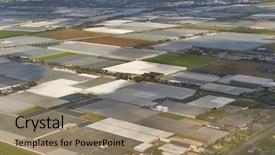  Presentation with fertilizer production - PPT layouts enhanced with fertilizer production - greenhouse farming on the fields background and a coral colored foreground