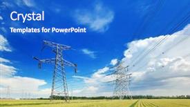  Presentation with fertilizer production - Slide deck with fertilizer production - high voltage power lines above background and a cobalt blue colored foreground