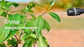  Presentation with fertilizer production - Theme featuring fertilizer production - picture of spray and spraying background and a shamrock green colored foreground