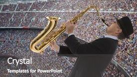  Presentation with football play diagram - Slide set enhanced with fervent fans of football team background and a dark gray colored foreground