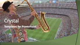  Presentation with football play diagram - Presentation theme consisting of fervent fans of football team background and a tawny brown colored foreground