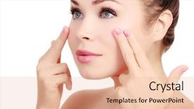  Presentation with face massage spa skin - Presentation design enhanced with fesse - woman massaging her face background and a lemonade colored foreground