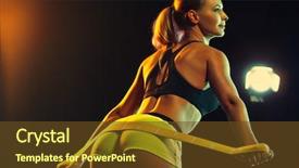  Presentation with sports - Cool new presentation theme with fesse - young sexy sports woman doing backdrop and a tawny brown colored foreground