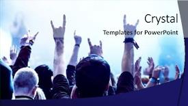  Presentation with concert - Theme with festival - cheering crowd at a rock background and a cool aqua colored foreground