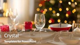  Presentation with table setting - Presentation design featuring festival - christmas holidays and table setting background and a coral colored foreground