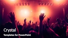  Presentation with concert - Presentation design having festival - concert crowd at rock concert background and a black colored foreground