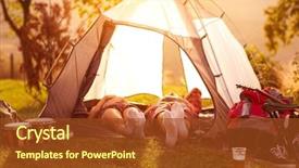  Presentation with good morning couple bed - Beautiful presentation theme featuring festival - couple sleeping in tent backdrop and a tawny brown colored foreground