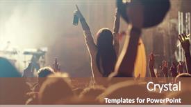  Presentation with stage lights - Audience pleasing presentation theme consisting of festival - crowd at concert - cheering backdrop and a tawny brown colored foreground