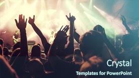  Presentation with stage lights - PPT theme having festival - crowd at concert - cheering background and a ocean colored foreground