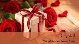  Presentation with red bow - Slide set with festival - gift box with red ribbon background and a red colored foreground