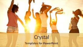  Presentation with teens - Audience pleasing PPT theme consisting of festival - happy young teens dancing backdrop and a yellow colored foreground