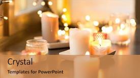  Presentation with christmas candles - Theme with festival - hygge decoration and christmas concept background and a coral colored foreground