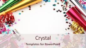  Presentation with decoration - Colorful presentation enhanced with festival - new year's party decoration backdrop and a sky blue colored foreground