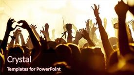  Presentation with stage lights - Presentation featuring festival - silhouettes of concert crowd background and a wine colored foreground