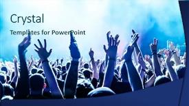  Presentation with stage lights - Cool new slides with festival - silhouettes of concert crowd backdrop and a sky blue colored foreground