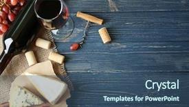  Presentation with red wine cheese - Slide set consisting of festival - wine red grape and cheese background and a ocean colored foreground