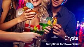  Presentation with time - Theme consisting of festival bar - young people spending time background and a navy blue colored foreground