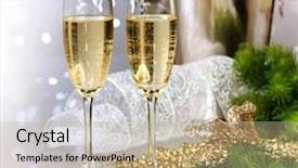  Presentation with new year - Amazing PPT theme having festival blue - champagne new year celebration backdrop and a mint green colored foreground