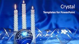  Presentation with candy cane christmas - Colorful slides enhanced with festival blue - christmas celebration burning candles backdrop and a navy blue colored foreground
