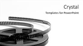  Presentation with film reel - Presentation theme featuring festival cannes - film reel isolated on white background and a white colored foreground