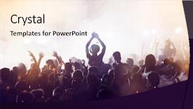  Presentation with stage lights - Presentation featuring festival concerts - crowd at concert - cheering background and a  colored foreground