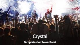  Presentation with 4th july - Slides with explosive sign - crowd of people celebrating independence background and a wine colored foreground