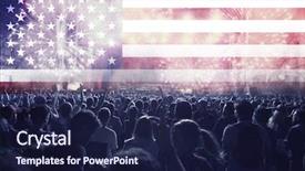  Presentation with independence day - PPT theme with explosive sign - crowd of people celebrating independence background and a navy blue colored foreground