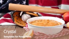  Presentation with baseball - Theme consisting of fruit bats - delicious american apple pie background and a coral colored foreground
