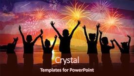  Presentation with celebration - Slide set enhanced with double exposure of little children american flag and fireworks in sky holiday celebration background and a wine colored foreground