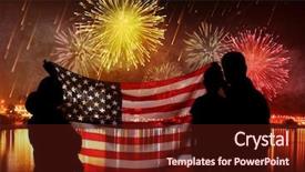  Presentation with american flag - Slides having july 4 - family with american flag background and a tawny brown colored foreground