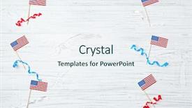  Presentation with 4th july - Audience pleasing presentation theme consisting of american flags on light background backdrop and a sky blue colored foreground