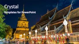  Presentation with chiang mai - PPT layouts enhanced with festival in wat phan tao background and a navy blue colored foreground
