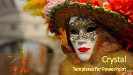  Presentation with cyber crime hood and mask - PPT layouts enhanced with festival masks - venice carnival portrait of mask background and a tawny brown colored foreground