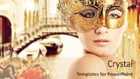  Presentation with hero mask woman - Cool new theme with festival masks - woman with carnival mask backdrop and a lemonade colored foreground