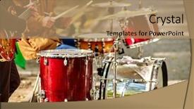  Presentation with marching band - Amazing slide set having festival music band hands playing backdrop and a coral colored foreground