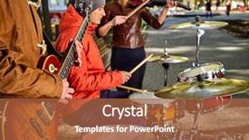  Presentation with music band - Slide set consisting of festival music band hands playing background and a red colored foreground